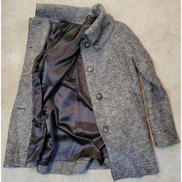 Hilary Radley Tweedy Lined Car Coat Wool Blend 4 Button Mod Size 14 Heather Gray - Picture 7 of 7